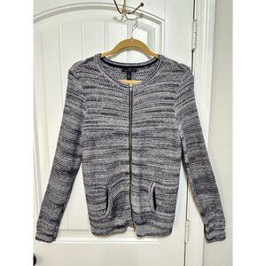 Tommy Hilfiger cardigan women's navy size M brass zipper pockets